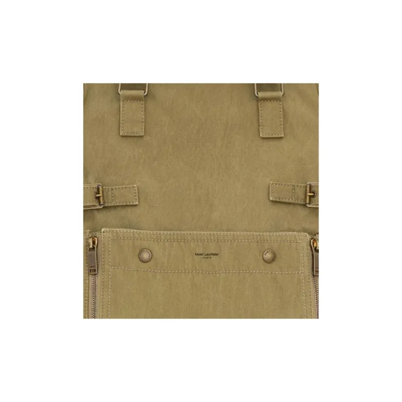SAINT LAURENT Canvas Bag, Tote Bag, Shopping Bag, Handbag Men's Green-4