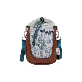 Doughnut Fp Movement Collaboration Nylon Crossbody Bags Shoulder Bags Unisex Light Gray With Chestnut Accents