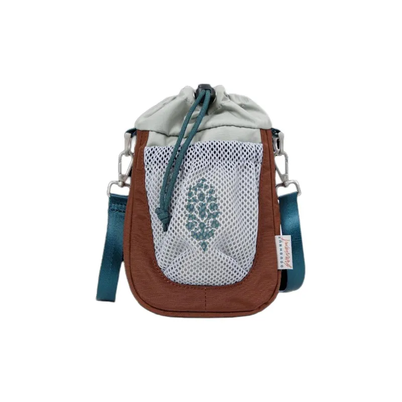 Doughnut Fp Movement Collaboration Nylon Crossbody Bags Shoulder Bags Unisex Light Gray With Chestnut Accents-0