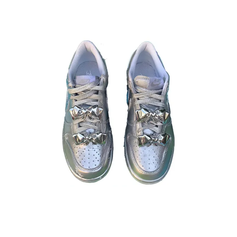 Nike Dunk SB Slip Resistant Low Top Skateboard Shoes Women's Silver-4