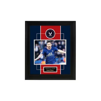 Three For Collection Messi Signed Photo Framed Included SA Certificate Paris Saint-Germain PSG