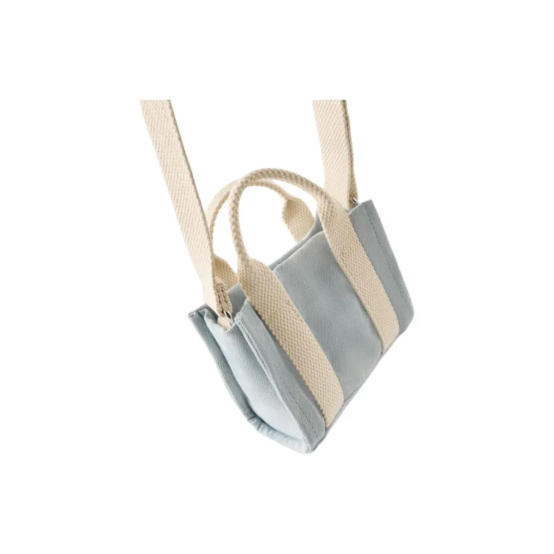 ZARA Cotton Tote Bag Shopping Bag Handbag Shoulder Bag Crossbody Bag Mini Women's Blue-5