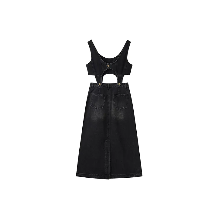 PEACEBIRD Sleeveless Dresses Women's Black Gray-1