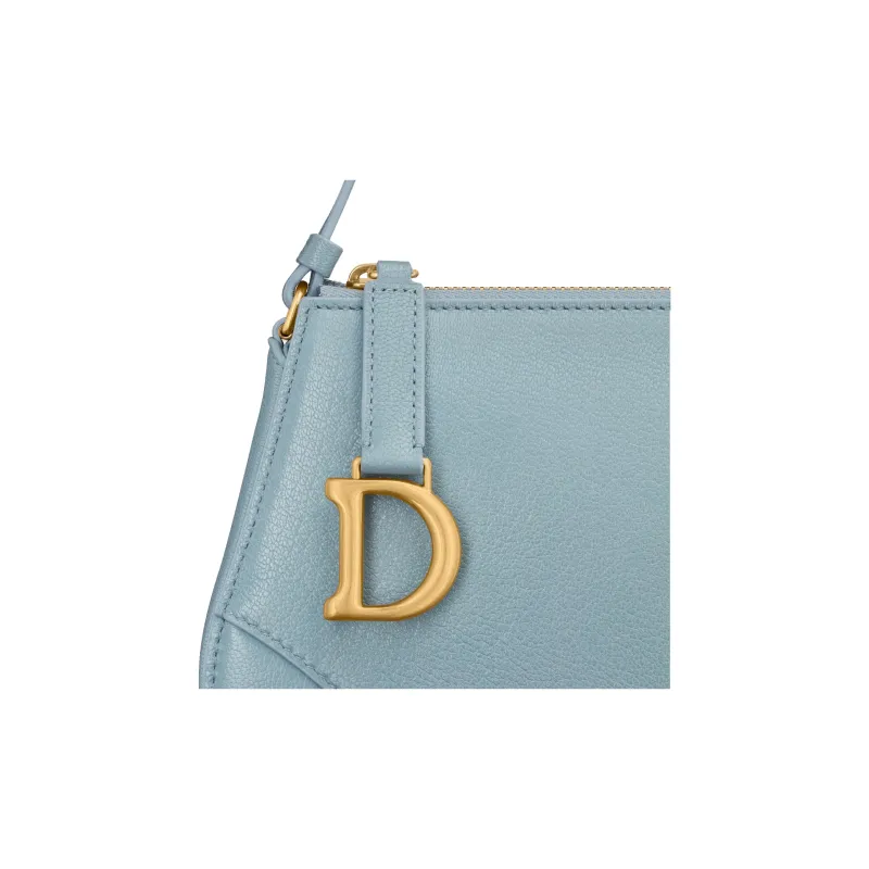 DIOR Goatskin Saddle Bag One Shoulder Clutch Women's Sky Blue-3