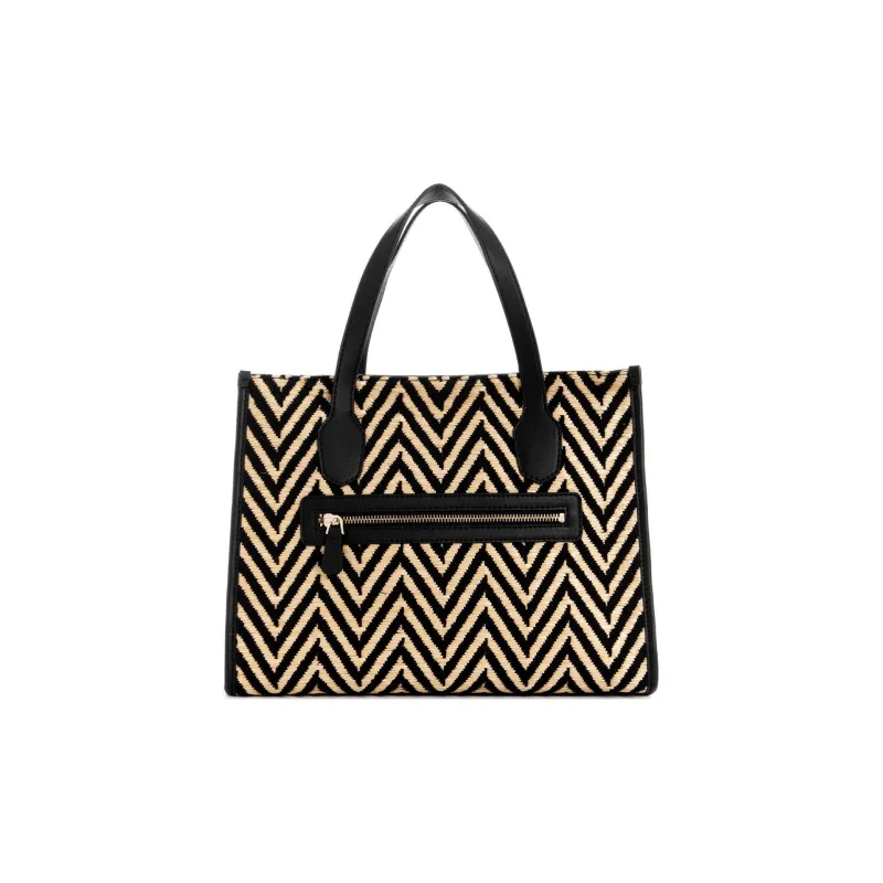 GUESS Raffia With Artificial Leather Trim Tote Bag Shopping Bag Shoulder Bag Crossbody Bag Handbag Women's Black-2