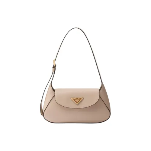 PRADA Leather Portable Crossbody Bag Shoulder Bag Small Size Women's Stone Gray White