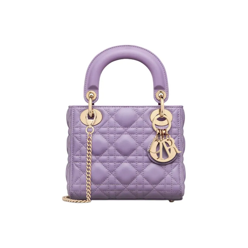 DIOR Lady Dior Sheepskin Dior Bag Shoulder Bag Crossbody Bag Handbag Mini Women's Light Purple-0