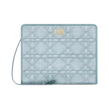 DIOR 30 Montaigne Raffia Clutch Women's Sky Blue