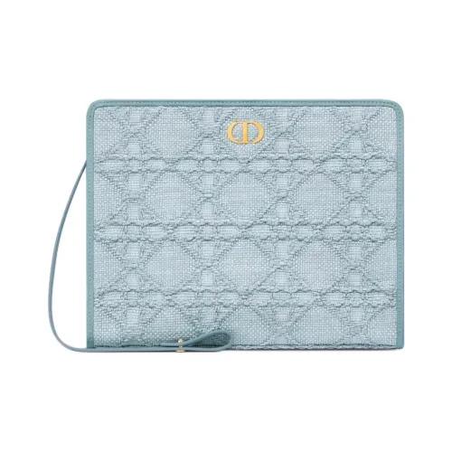 DIOR 30 Montaigne Raffia Clutch Women's Sky Blue