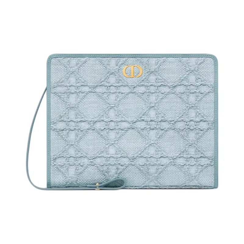 DIOR 30 Montaigne Raffia Clutch Women's Sky Blue-0