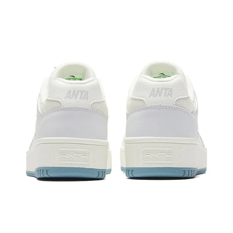 Anta Small Inspiration Anti-Slip And Wear-Resistant Lightweight Low-Top Skateboard Shoes Women's White Blue-3