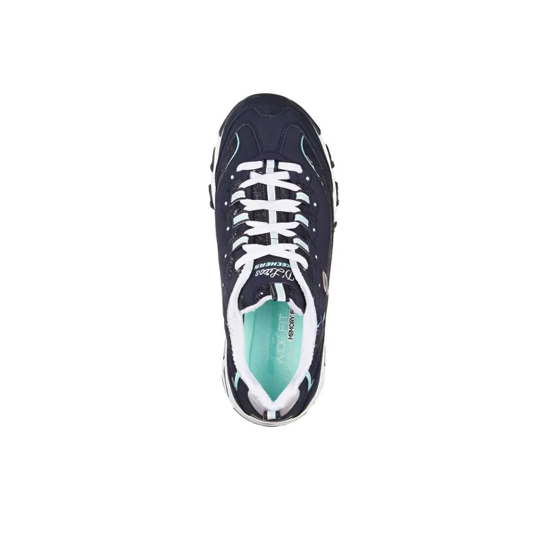 Skechers D'Lites Sparkling Rain Abrasion-Resistant Low-Top Chunky Sneakers Women's Marine Blue-3