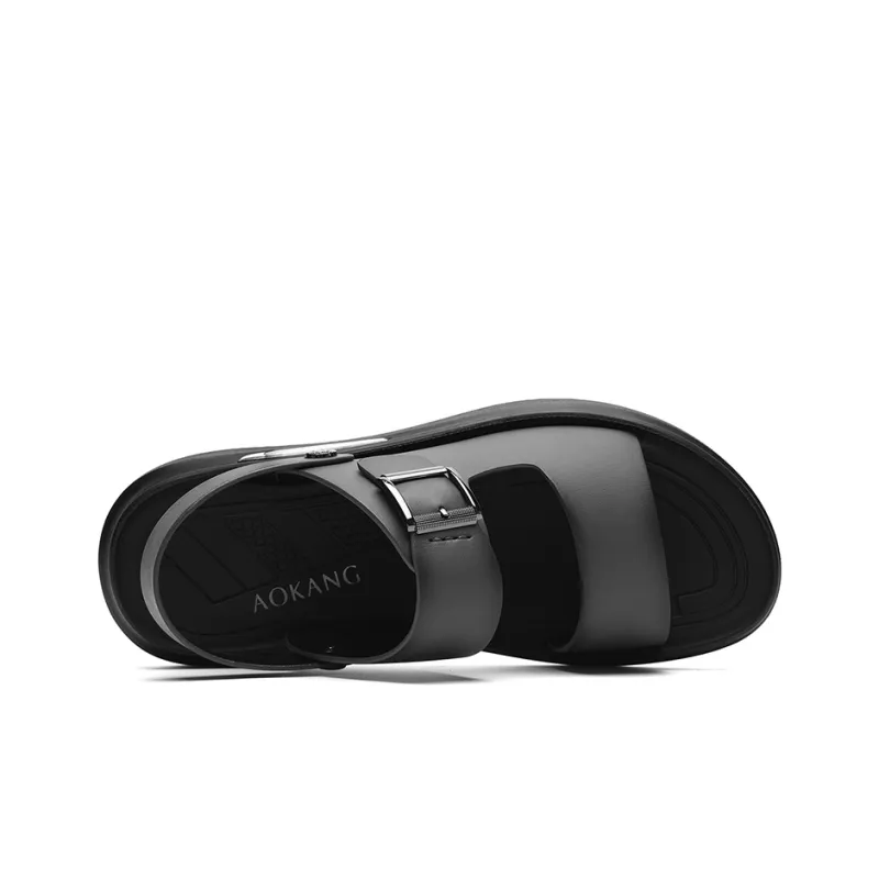 AOKANG 2-in-1 Plain Dad Sandals Beach Sandals Men's Black-15