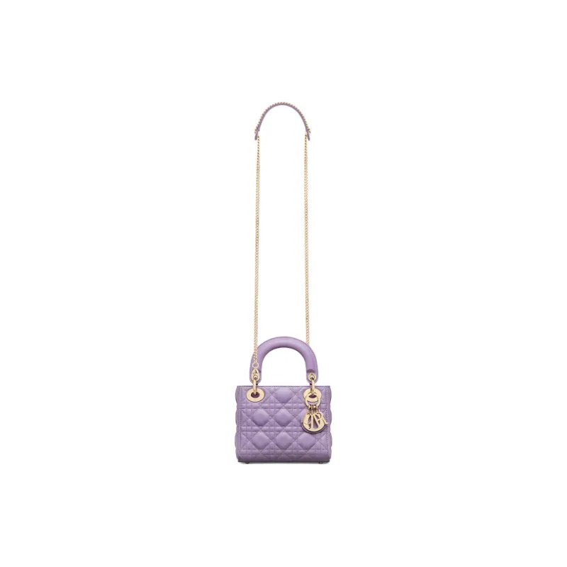 DIOR Lady Dior Sheepskin Dior Bag Shoulder Bag Crossbody Bag Handbag Mini Women's Light Purple-4