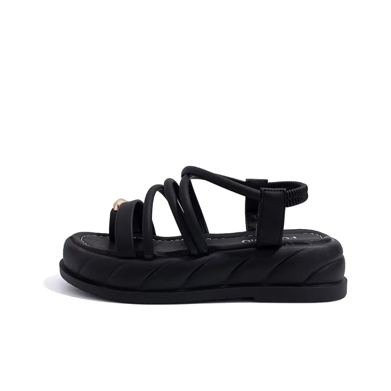HUANQIU Beach Sandals Women's Black-0