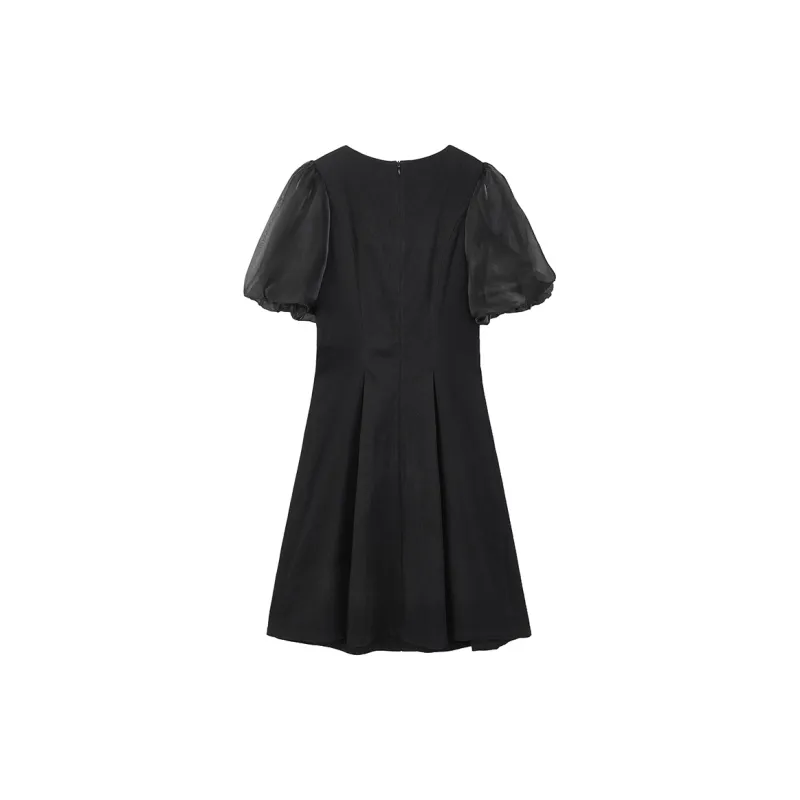 Yu Qianwen Short Sleeved Dresses Women's Black-1