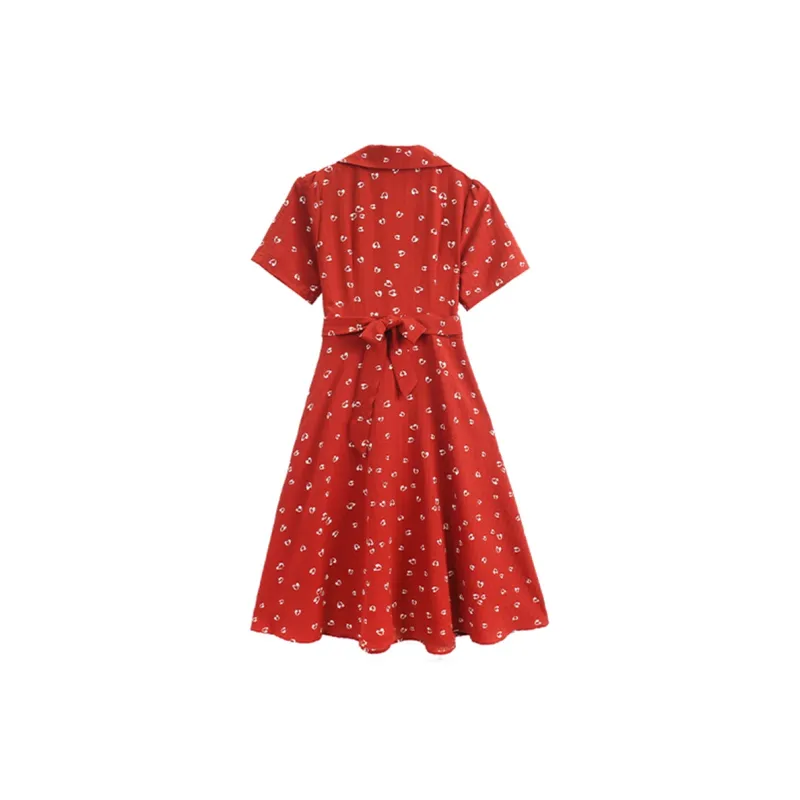 COVT Short Sleeved Dresses Women's Red Floral-1
