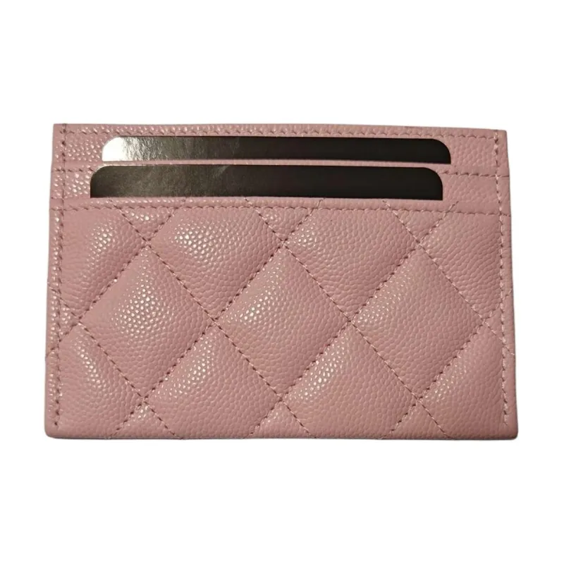 CHANEL Caviar Calfskin Card Holder Women's Pink-1