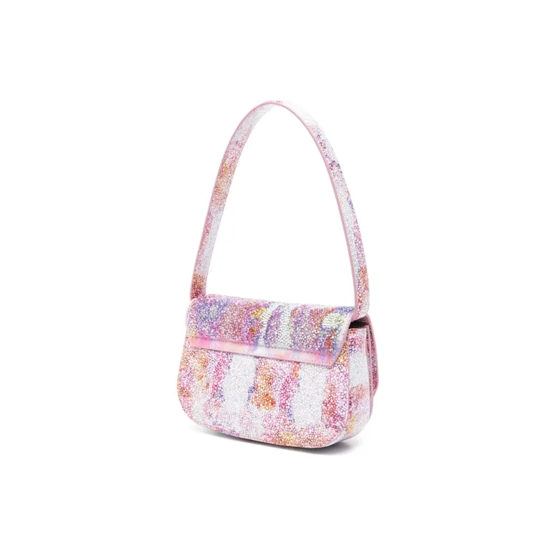 DIESEL Calfskin With Crystal Shoulder Bag Crossbody Bag Handbag Women's Pink Multicolor-1