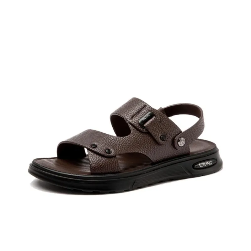 AOKANG Beach Sandals Men Black/Brown-4