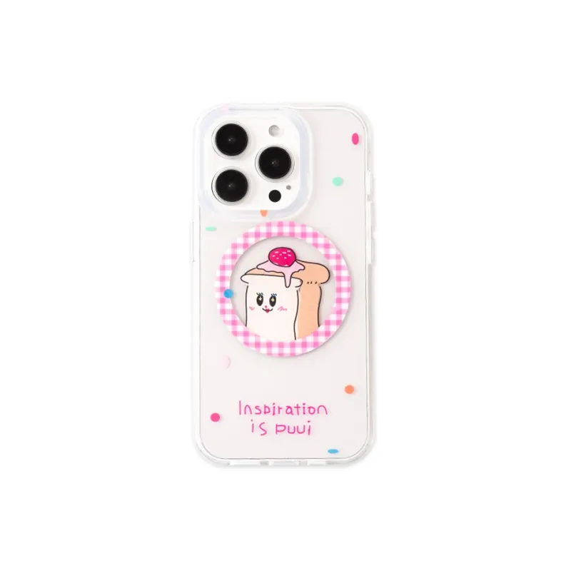 Puui TPU Material Pink Plaid Quirky Magnetic Transparent With Chain Phone Cases IPhone13 15 Collection-0