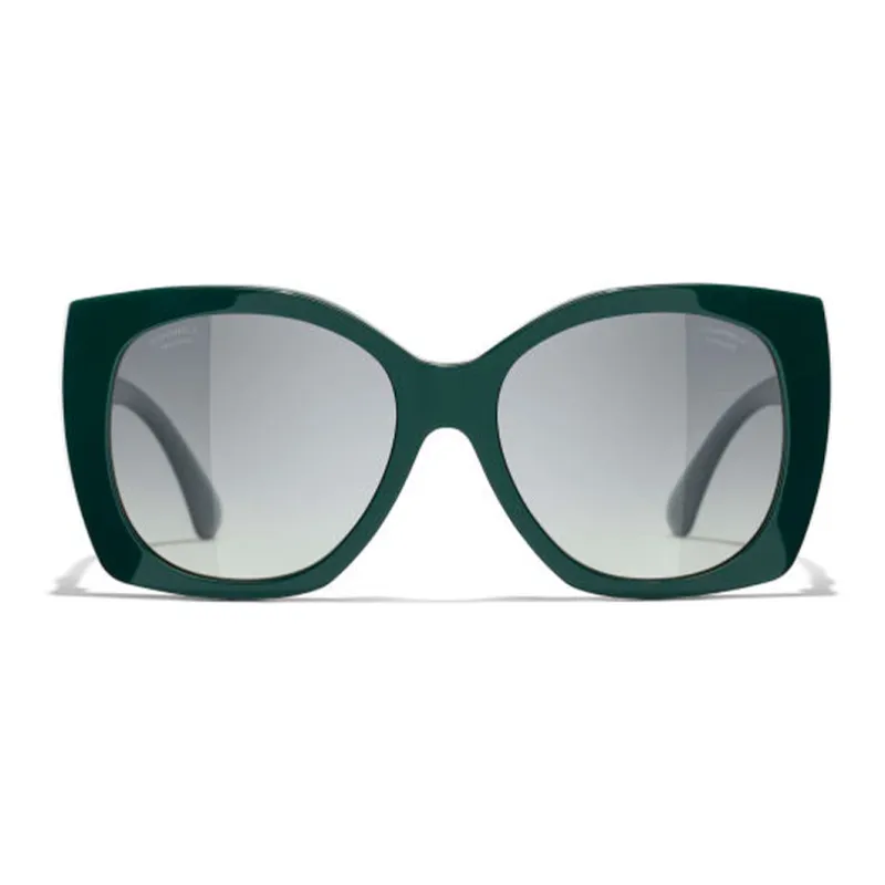 CHANEL Irregular Shape Sunglasses Women's Green-1