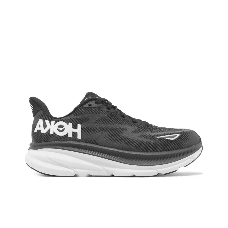 HOKA ONE ONE Clifton 9 Wide 'Black White' Women's-1