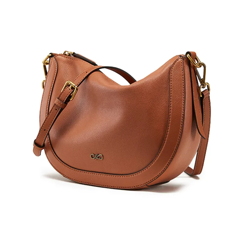 PIERRE CARDIN Cow Leather Vintage Style Shoulder Bag, Crossbody Bag Women's Brown-1