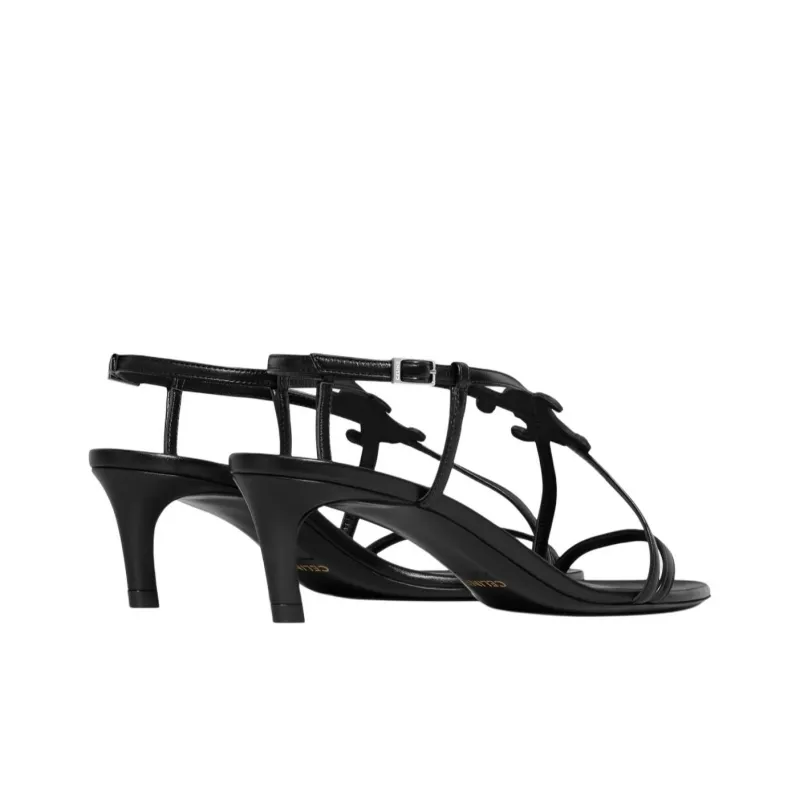 CELINE Cuir Triomphe Fashion Sandal 5cm Women's Black-4