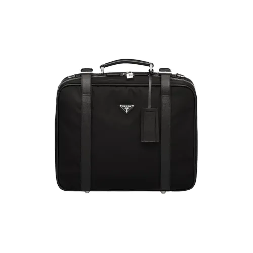 PRADA Fabric With Leather Patchwork Nylon Travel Bag Shoulder Bag Crossbody Bag Handbag Women's Black