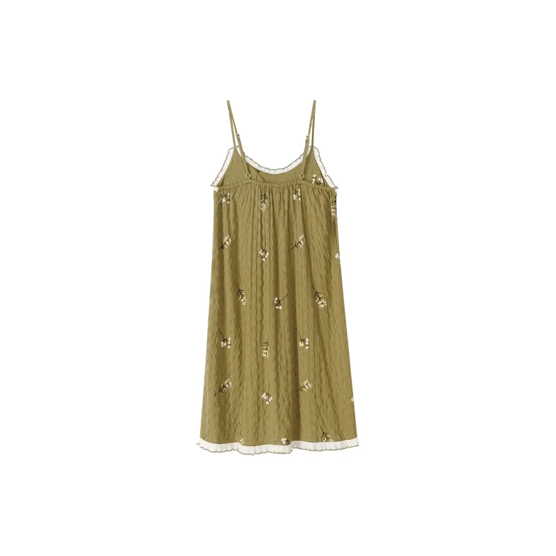 XUANZHITING Nightgown Women's Yellow Green-1