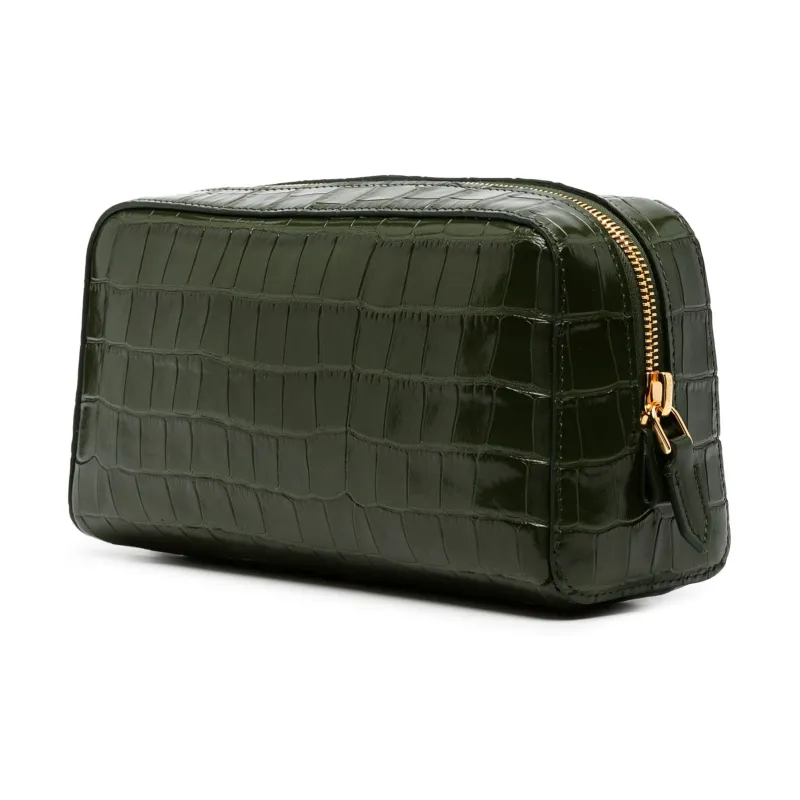 TOM FORD Calfskin Clutch Men's Olive Green-1