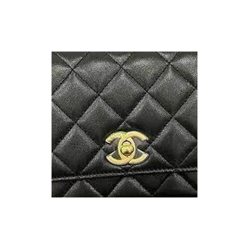 CHANEL WOC Sheepskin Crossbody Bags Women's Black-4