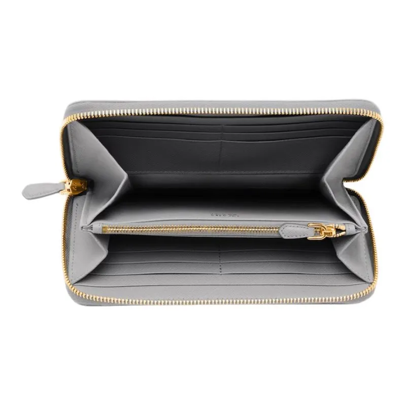 PRADA Leather Wallet Large Size Women's Cloud Gray-3