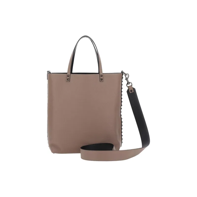 Valentino Calfskin Tote Bag Shopping Bag Shoulder Bag Handbag Men's Light Brown-3