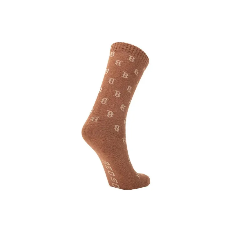 MLB Monogram Collection Boston Red Sox Mid Calf Socks Unisex 1 Pack Brown-1
