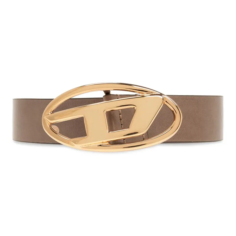 DIESEL Letter Logo Leather Belts Women's Brown Width 3CM-0