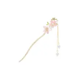 Traditional Chinese Style Tassel Hairpin[Ice Pink Peach Blossom]