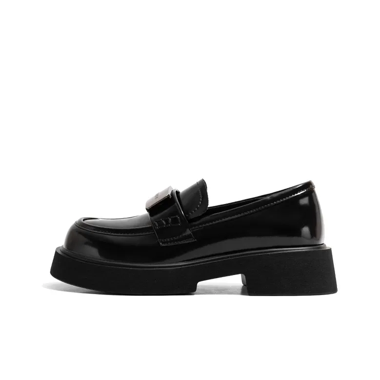 Old Meow Preppy Style Commute Platform Loafers 4cm Women's Black-0