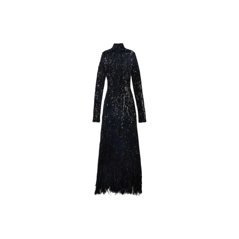 Balenciaga Long-Sleeved Dress Regular Fit Women's Black-1