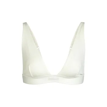 SKIMS COTTON RIB PLUNGE BRALETTE Bra Women's BONE/Bone