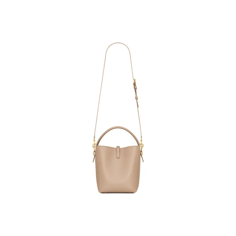SAINT LAURENT Leather One Shoulder Handbags Small Size Women's Dark Beige-4