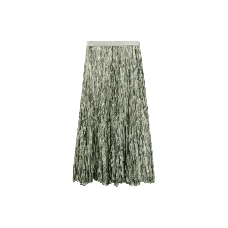 THE SEA LIFE Casual Long Skirt Women's Shimmer Green-1