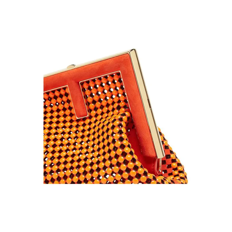 FENDI First Suede One Shoulder Crossbody Clutch Trumpets Women's Red-5