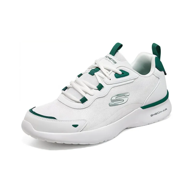 Skechers Durable Breathable Low Top Casual Running Shoes Men's White Green-1