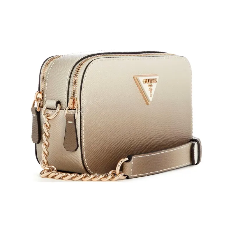 GUESS Imitation Cross Grain Leather Crossbody Camera Bag Women's Silver-1