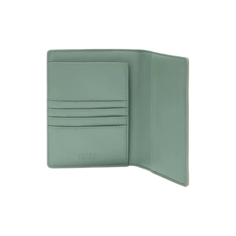 Furla Textured Leather Passport Clip Small Size Women's Gray-2
