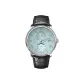 Silver Needle Ice Blue Dial Black Leather Strap Style