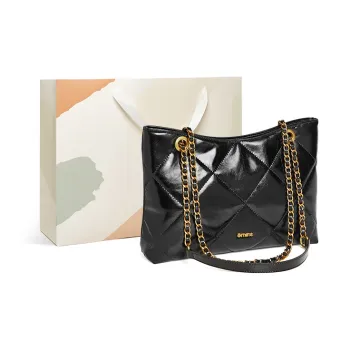15 MINS Cow Leather Shoulder Bag Regular Women's Midnight Black