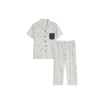Sha Qian Pajama Set Summer Women's Deep Sea Blue